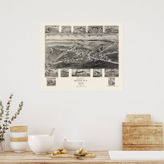 Poster Rising Sun, MD Panoramic Map - 1907 (Cuisine)