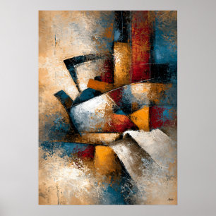 Poster Rituel de thé Dobin Art abstrait de théière japona