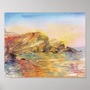 Poster Rivage de coquilliers d'Odessa dans une aquarelle