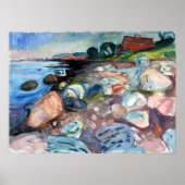 Poster Rivage Edvard Munch avec Maison Rouge (Devant)