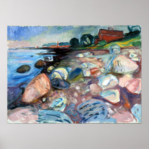 Poster Rivage Edvard Munch avec Maison Rouge