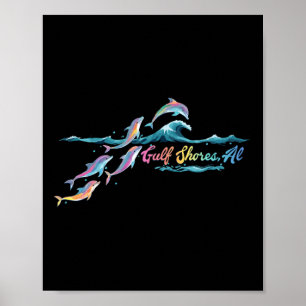 Poster Rivages du golfe Alabama Dauphin Coloré Amoureux d