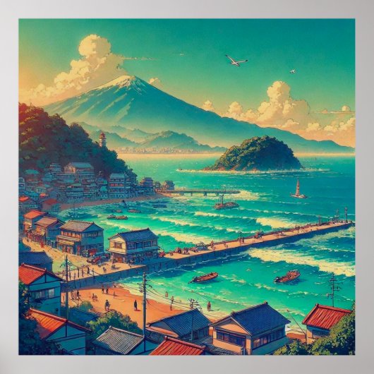 Poster Rivages sereins du Fuji (Devant)