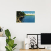 Poster Rive, pavillon et baigneurs (Bureau à domicile)