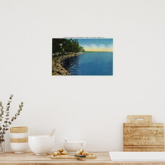 Poster Rive, pavillon et baigneurs (Cuisine)