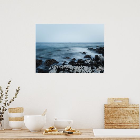 Poster Rive rocheuse à l'eau brumeuse (Cuisine)