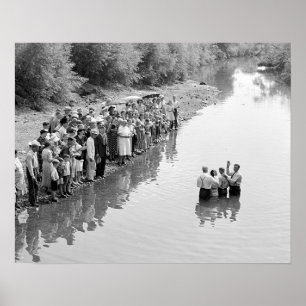 Poster River Baptism, 1940. Vintage Photo