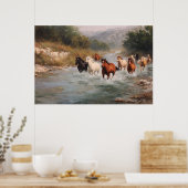 Poster River Run Galloping Horses Art (Cuisine)