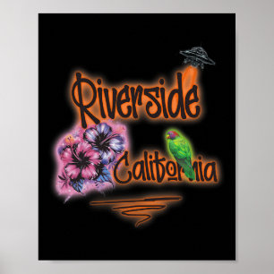 Poster Riverside Californie Rétro Surfeur Aérographe Vint