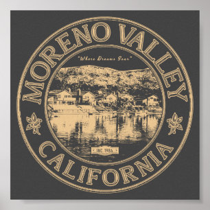 POSTER RIVERSIE DE LA VALLÉE DE MORENO CALIFORNIE VINTAGE