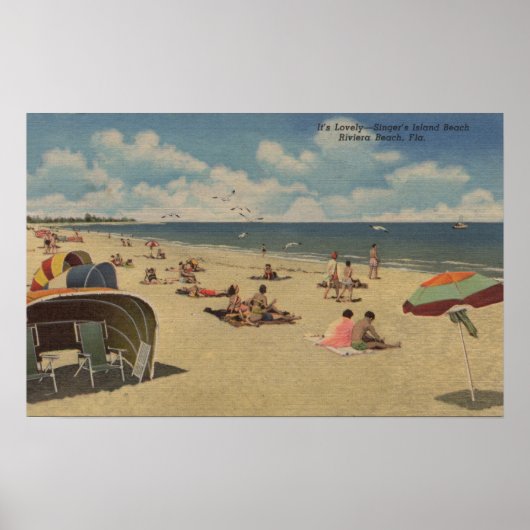 Poster Riviera Beach, Floride - Sunbathers on Beach (Devant)