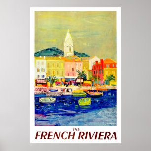 Poster Riviera française, France, peinture, art, vintage