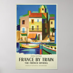 Poster Riviera - Vintage Découvrez la France en train Pos