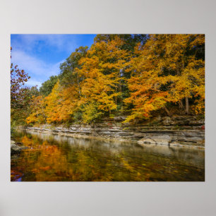 Poster Rivière bleue à l'automne