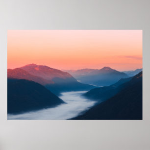 Poster Rivière brumeuse Soča au lever du soleil