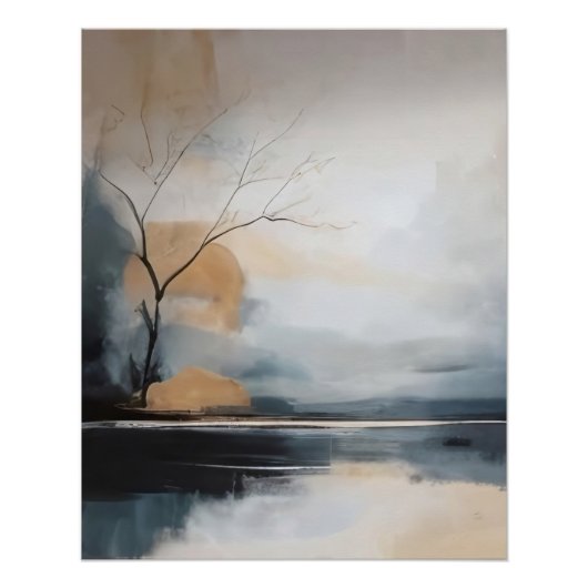 Poster Rivière d'automne : Sérénité Vintage (Devant)