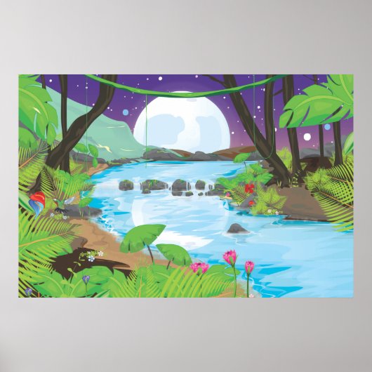 Poster Rivière de la forêt tropicale (Devant)