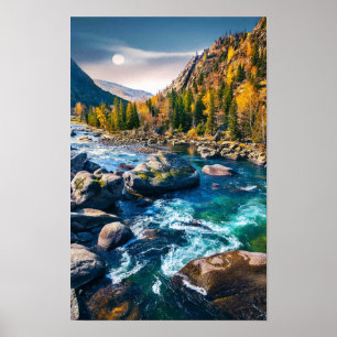 Poster Rivière et Montagnes Photo Pittoresque