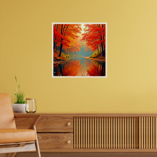 Poster Rivière forestière d'automne
