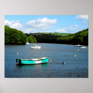 Poster Rivière Fowey à Cornwall