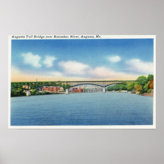 Poster Rivière Kennebec Vue du pont-péage Augusta (Devant)