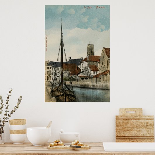 Poster Rivière Mechelen Malines Dyle 1890 (Cuisine)