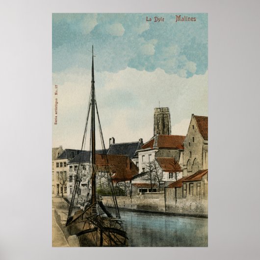 Poster Rivière Mechelen Malines Dyle 1890 (Devant)