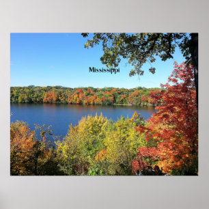 Poster Rivière Mississippi, automne,