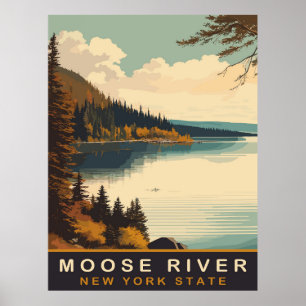 Poster Rivière Moose, NY, Voyage Vintage