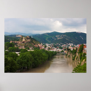 Poster Rivière Mt'k'vari coulant, Tbilisi