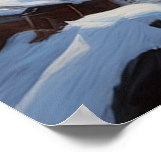 Poster Rivière neige à travers la forêt enchantée (Coin)