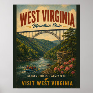 Poster Rivière panoramique de l'État de montagne de Virgi