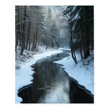 Rivière sereine d'hiver coulant à travers une forê