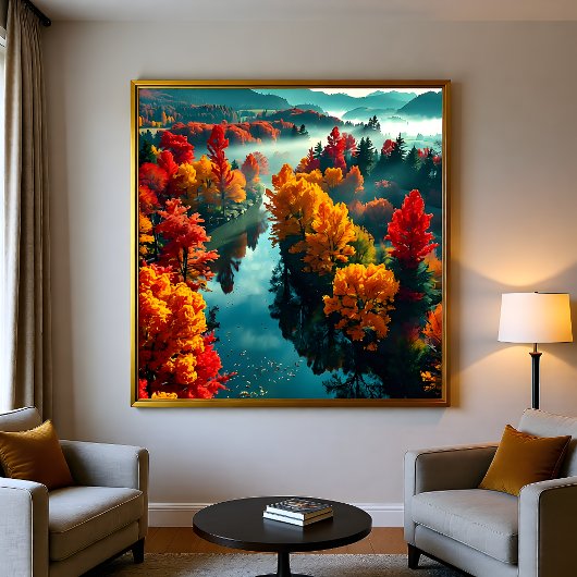 Poster Rivière Sérène Rivage Reflet Nature Art