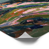 Poster Rivière Tranquil, Montagne Hues Illustration Rétro (Coin)