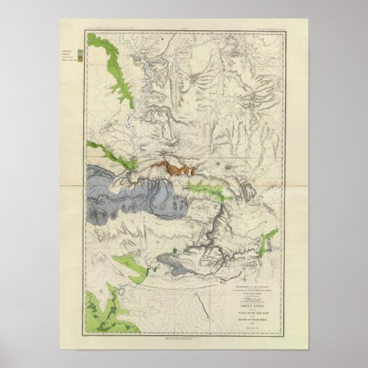 Poster Rivière verte de la carte routière ferroviaire Uni (Devant)