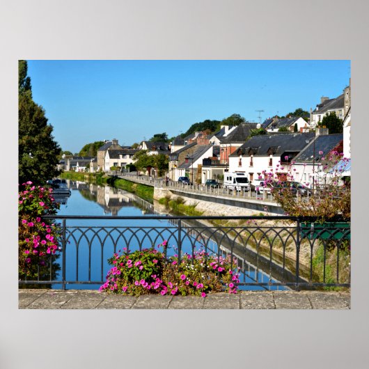 Poster Rivière vue du pont à Josselin en France (Devant)