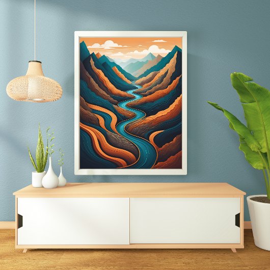 Poster Rivière Winding, Majesté de montagne
