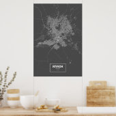 Poster Riyad, Arabie saoudite (blanc sur noir) (Cuisine)