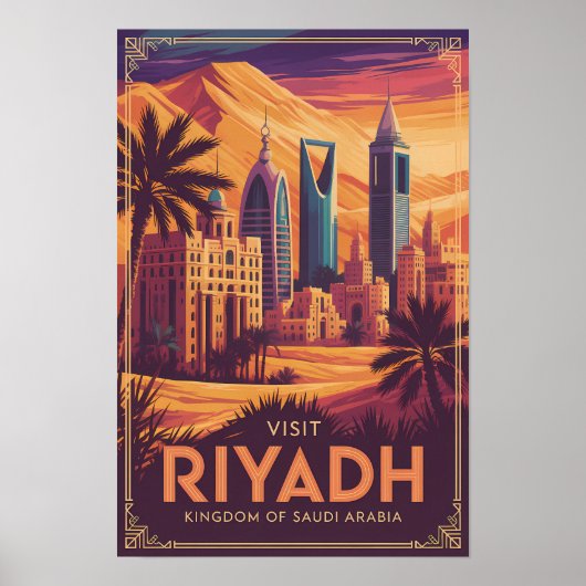 Poster Riyadh Arabie Saoudite Illustration Désert Art de (Devant)