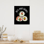 Poster Riz Et Brillant Sushi Roll Pun Dark BG (Cuisine)