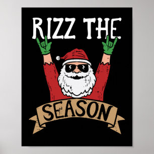 Poster Rizz La Saison Drôle Noël Père Noël Rock Xmas Ro