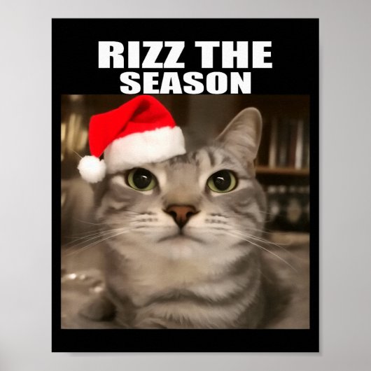 Poster Rizz la saison drôles de pyjamas de Noël chat mème (Devant)