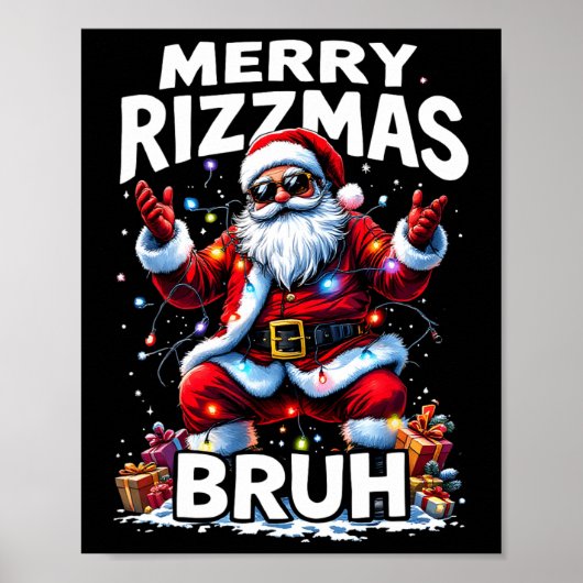 Poster Rizz Saison Bruh Merry Rizzmas Bruh Père Noël Clau (Devant)