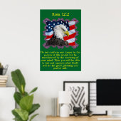 Poster Rm 12:2 Avec un aigle devant un drapeau américain (Bureau à domicile)