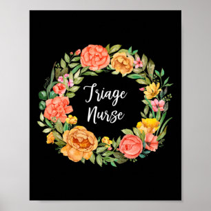Poster Rn Infirmière professionnelle Médicale Floral Tria
