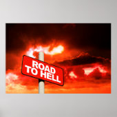 Poster Road to hell sign (Devant)