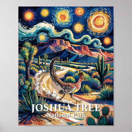 Poster Roadrunner of Joshua Tree Van Gogh Night Custom (Devant)
