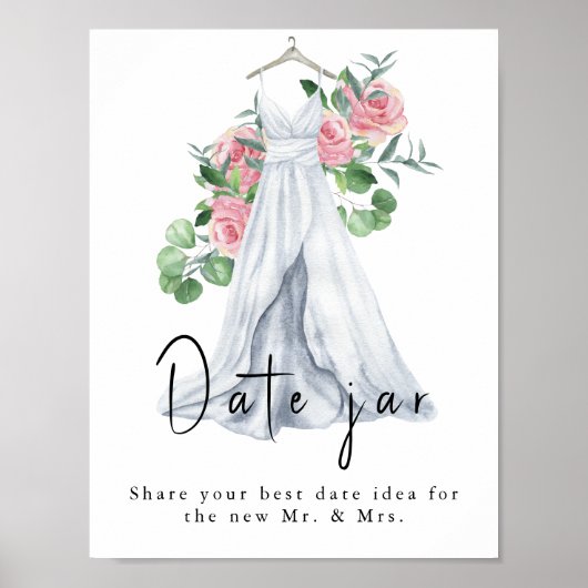 Poster Robe aquarelle avec fleurs - idées pour une soirée (Devant)
