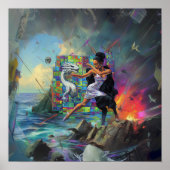 Poster Robe Argent Prêtesse Witchy AI Art Matte Value (Devant)